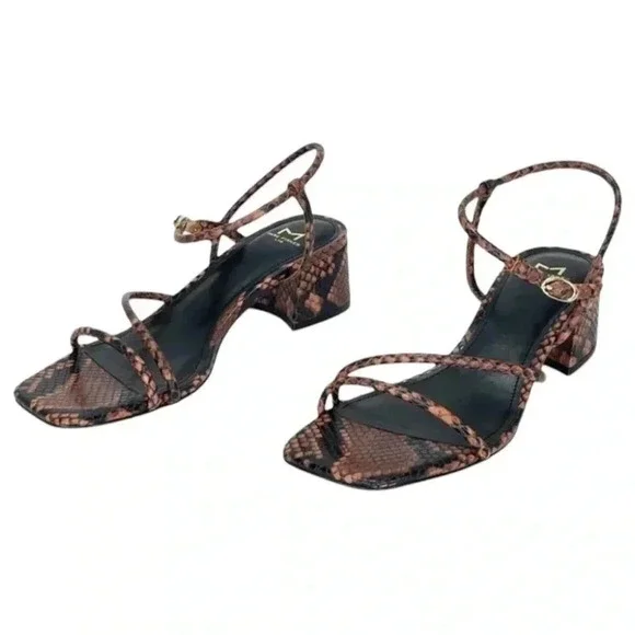 Marc Fisher LTD Womens Sandal 8.5M Jiny2 Brown Snake Print Block Heel - Picture 12 of 16